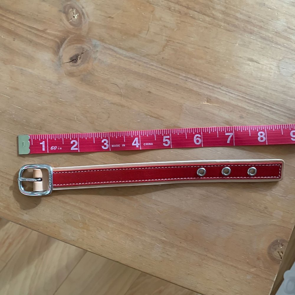 Coach red and tan leather bracelet with silver buckle